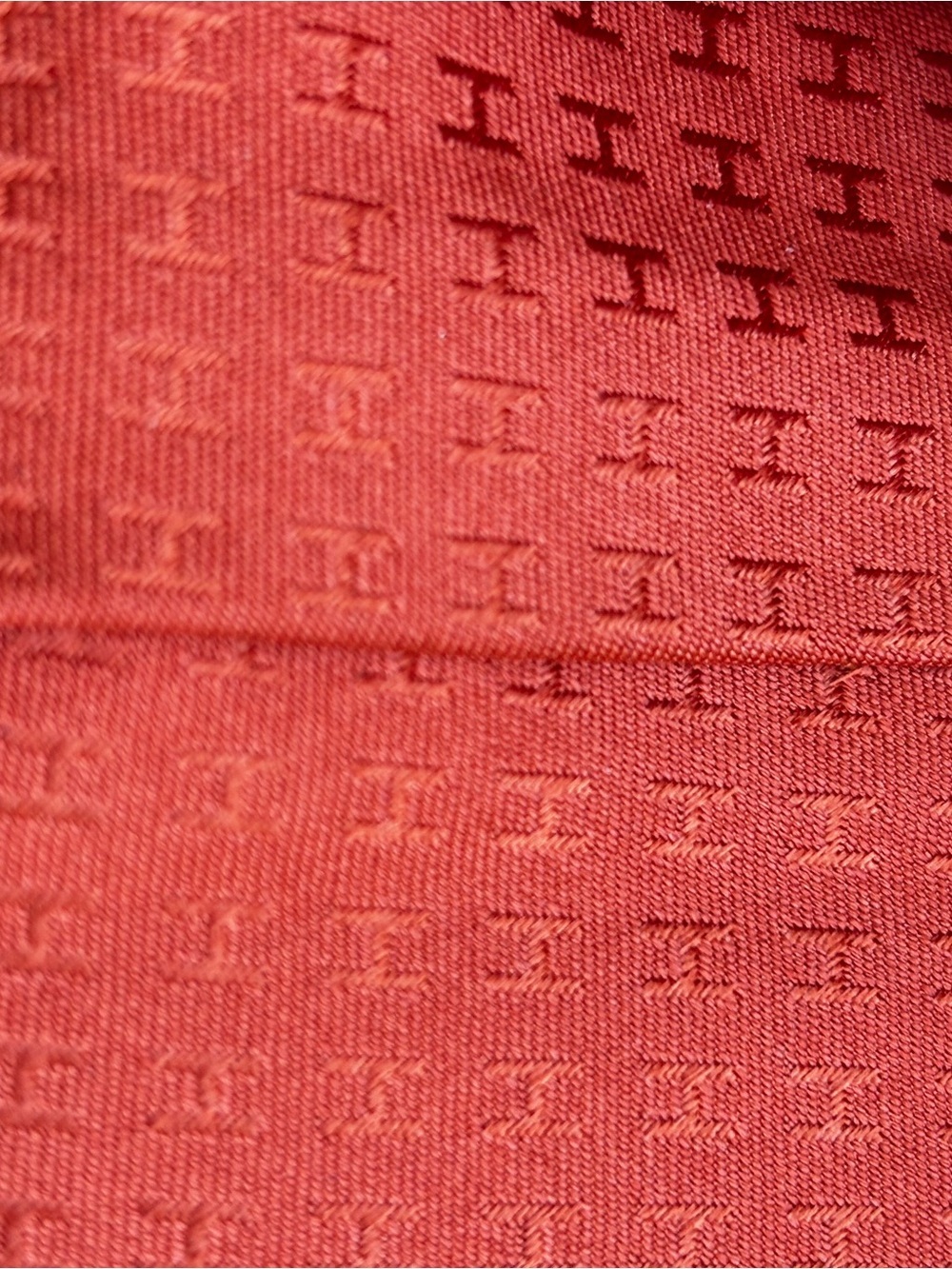 Hermes Neiman Marcus Burnt Orange Silk Tie with Woven H Motif - Picture 16 of 16